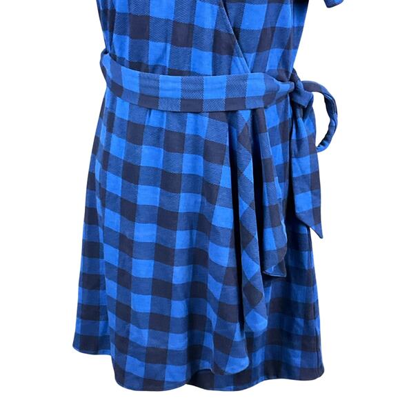 DRAPER JAMES Mini Dress Nassau Blue Plaid Buffalo Check Wrap Dress sz Small - Picture 7 of 13